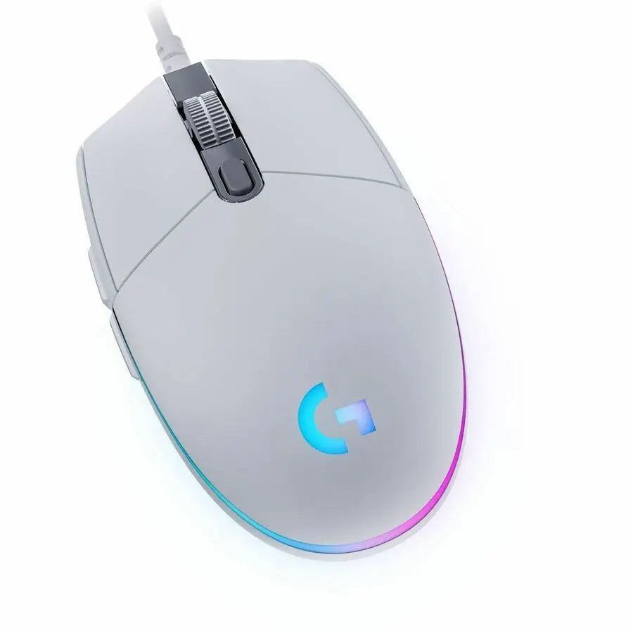 Logitech G203 Wired Gaming Mouse, 8,000 DPI, Rainbow Optical Effect LIGHTSYNC RGB, 6 Programmable Buttons, White
