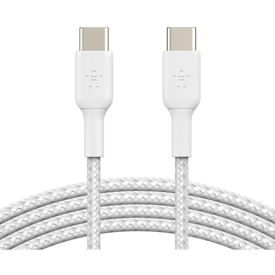 Belkin BoostCharge Braided USB-C to USB-C Cable (1m / 3.3ft) – White, Fast Charging & Data Transfer