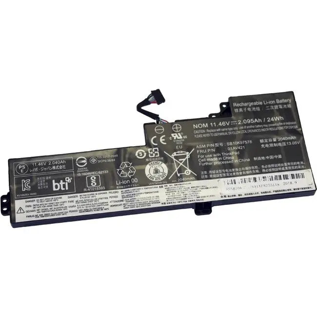 Battery Technology Inc BTI 01AV421-BTI 11.46V 24Wh Lithium-Ion Notebook Battery for Lenovo ThinkPad T470, T480, A475, A485