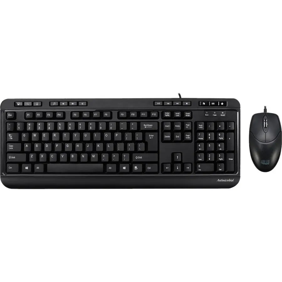 Adesso AKB-132CB Antimicrobial Multimedia Desktop Keyboard and Mouse Combo