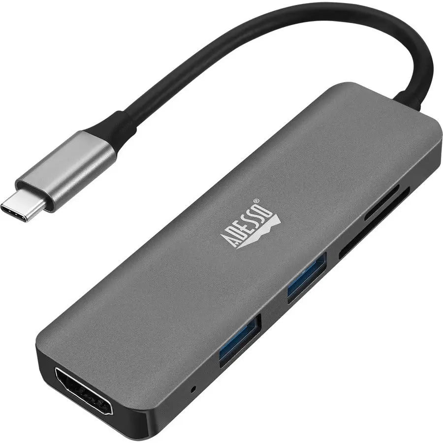 Adesso AUH-4020 6-in-1 USB-C Multi-Port Docking Station with 4K HDMI Output and Fast Data Transfer
