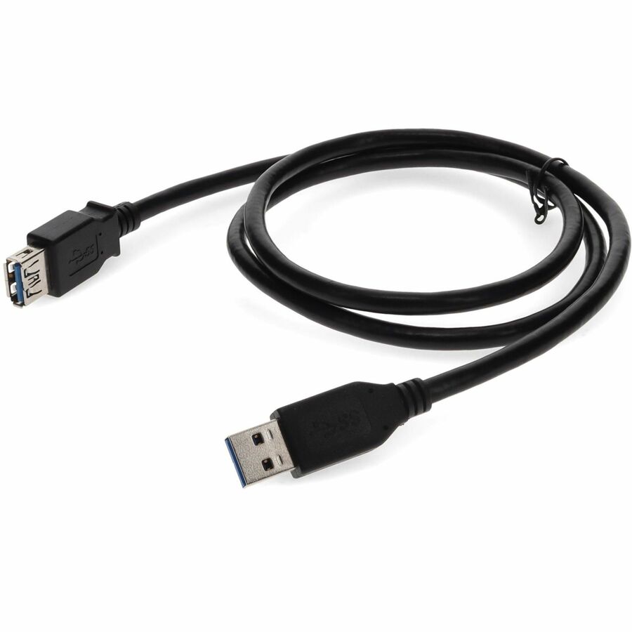 AddOn 6ft USB A 3.0 Male to Female Black Extension Cable - High-Speed Data Transfer for PCs and Laptops