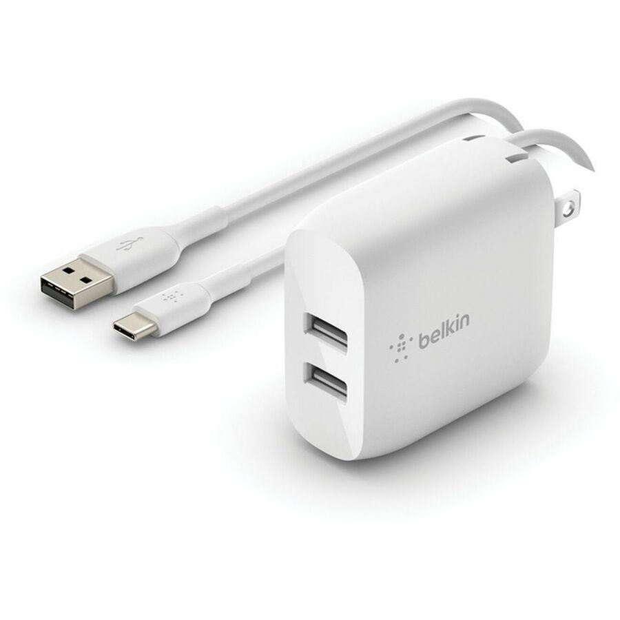 Belkin BoostCharge Dual USB-A Wall Charger 24W with USB-A to USB-C Cable