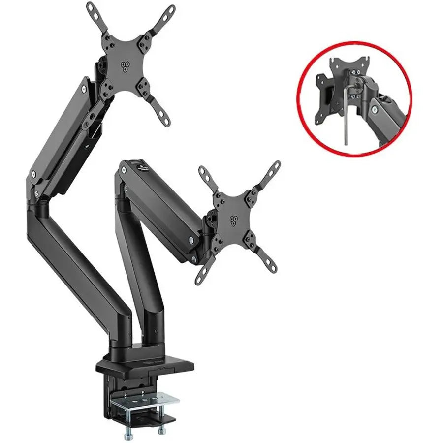 SIIG Dual Aluminum Gas Spring Desk Mount - Heavy-Duty Full-Motion Monitor Arm for 17-43 Inch Displays