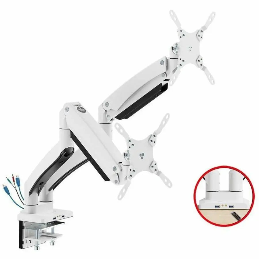 SIIG Dual Aluminum Monitor Desk Mount with USB and Audio Ports - CE-MT3211-S1