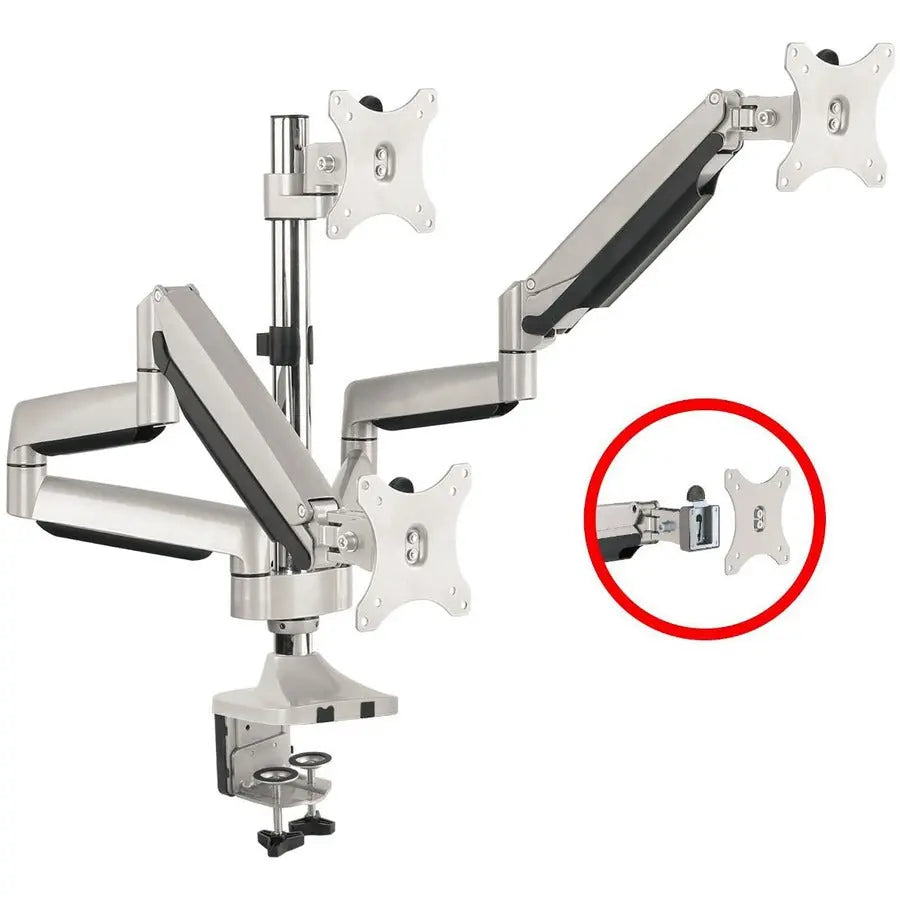 SIIG Triple Monitor Aluminum Gas Spring Desk Mount - Supports 13 to 32-Inch Monitors with Full-Motion Articulating Arms