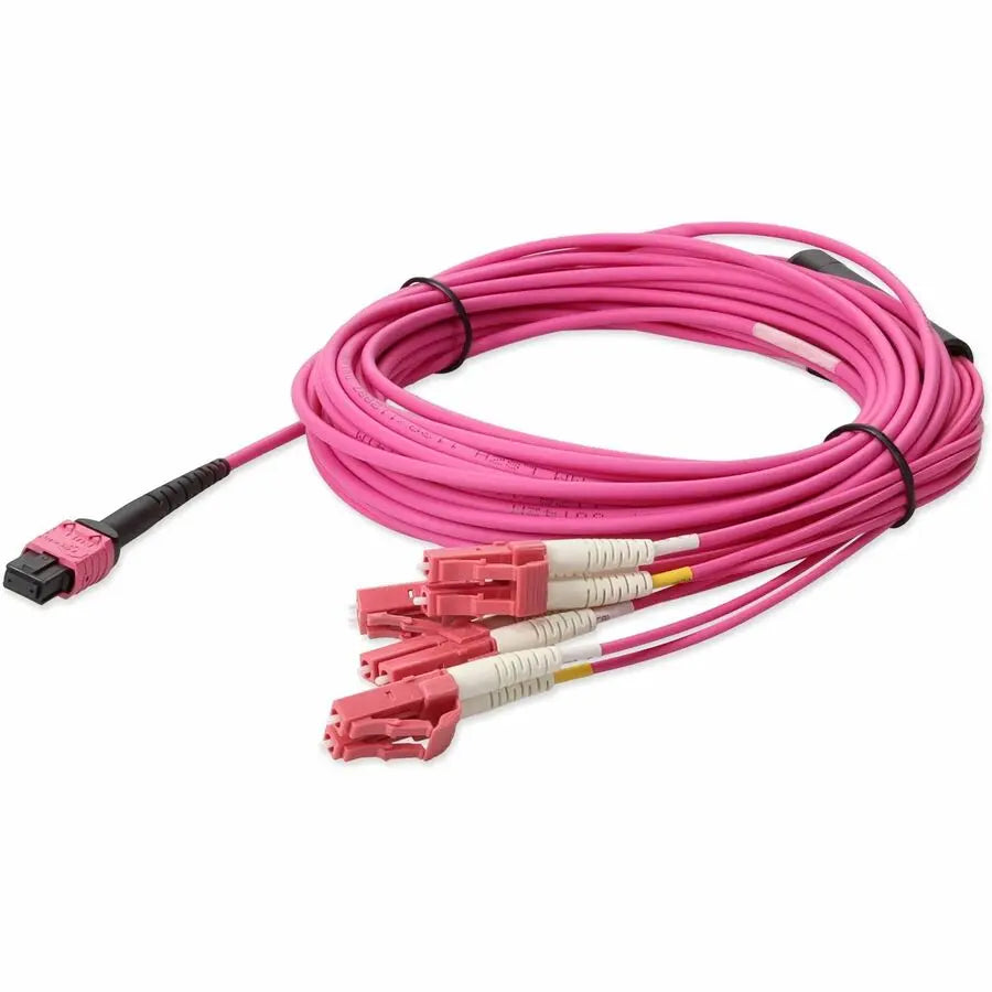 AddOn 7m MPO Female to 8xLC Male OM4 LSZH Fiber Fanout Cable - Magenta