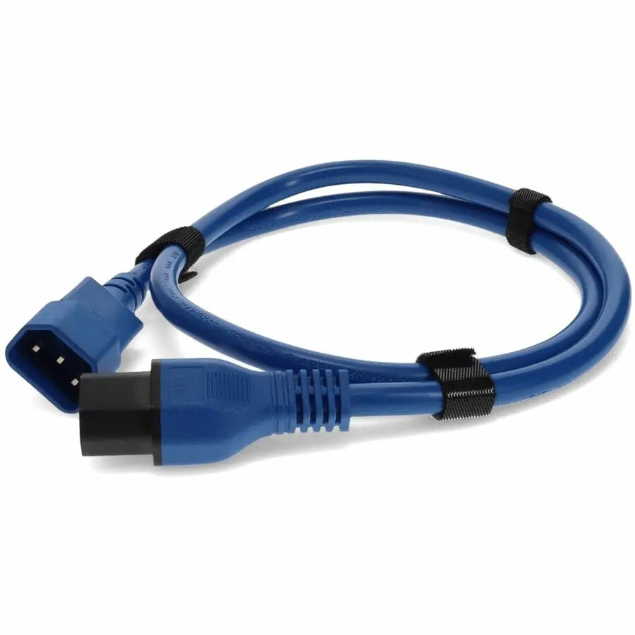AddOn 2ft C13 Locking Female to C14 Locking Male Power Cable - Blue, 14AWG, 15A, 120V