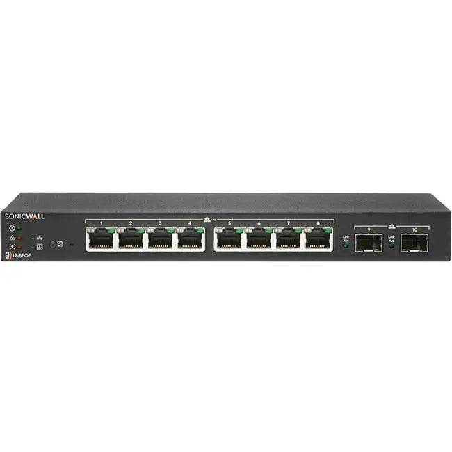 SonicWall SWS12-8POE Ethernet Switch – High-Speed Network Switch with PoE and Layer 2 Support