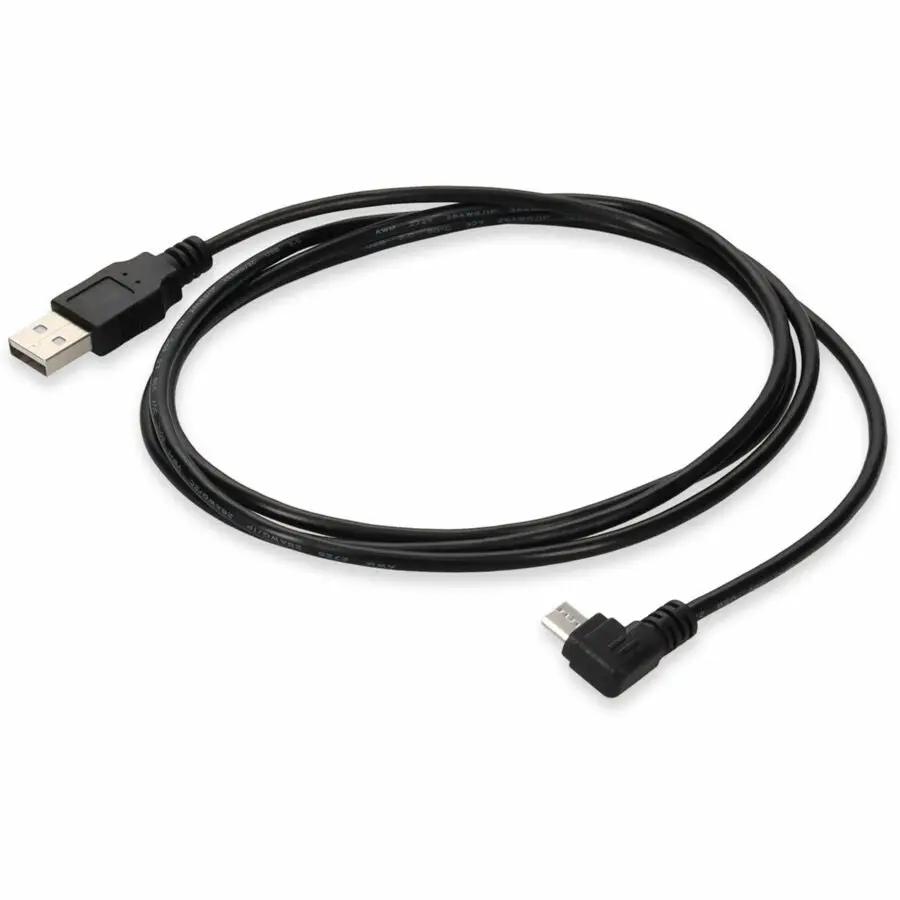 AddOn 2m USB 2.0 A Male to Micro-USB B Right-Angle Male Cable - Black by AddOn