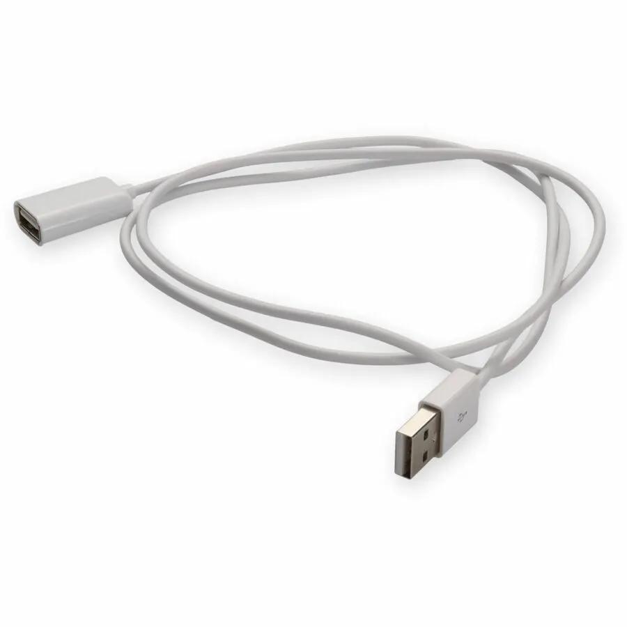 AddOn 2m USB 2.0 A Male to B Female Data Transfer Cable - White by AddOn