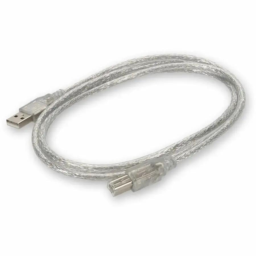 AddOn 6ft USB A 2.0 Male to USB B 2.0 Male Clear Data Transfer Cable by ADDON