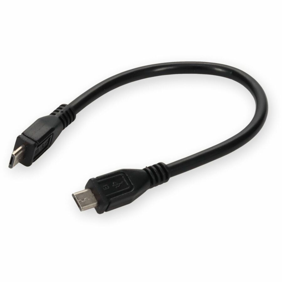 AddOn 8-inch Micro-USB B 2.0 Male to USB A 2.0 Male Black Data Transfer Cable