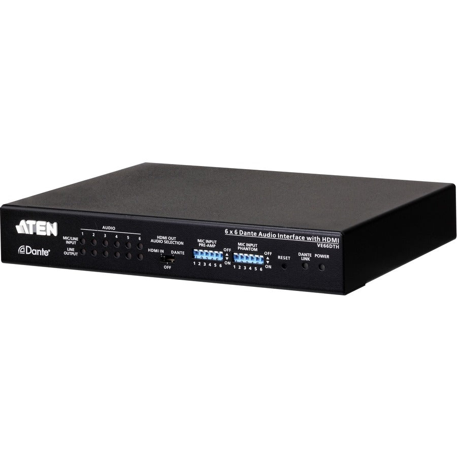 ATEN VE66DTH 6 x 6 Dante Audio Interface with HDMI for Professional AV Networking