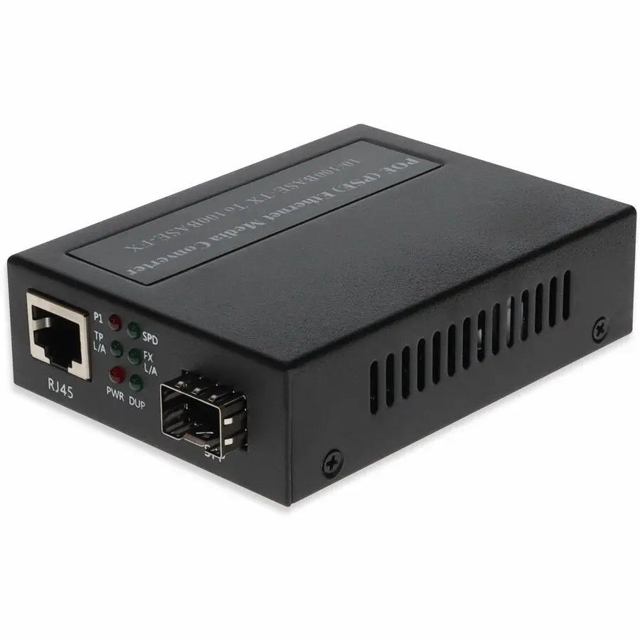AddOn 10/100Base-TX (RJ-45) to 100Base-FX (LC) Multi-Mode Fiber Media Converter with PoE - 2 km Range