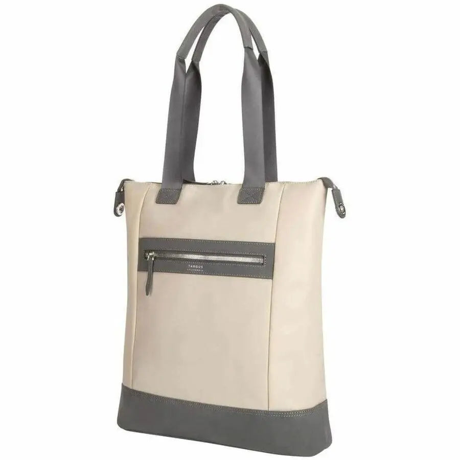 Targus Newport TBO00206GL 15-Inch Tote Bag with Water-Repellent Twill Nylon and Leatherette Accents - Tan