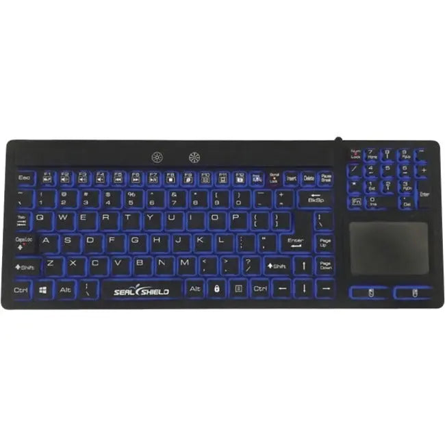 Seal Shield Seal Glow Series Waterproof Silicone Backlit Keyboard with Touchpad (Model S108PG)