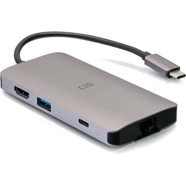 C2G USB-C 8-in-1 Mini Dock with HDMI, Ethernet, SD Card Reader, USB-A & Power Delivery by Legrand Group