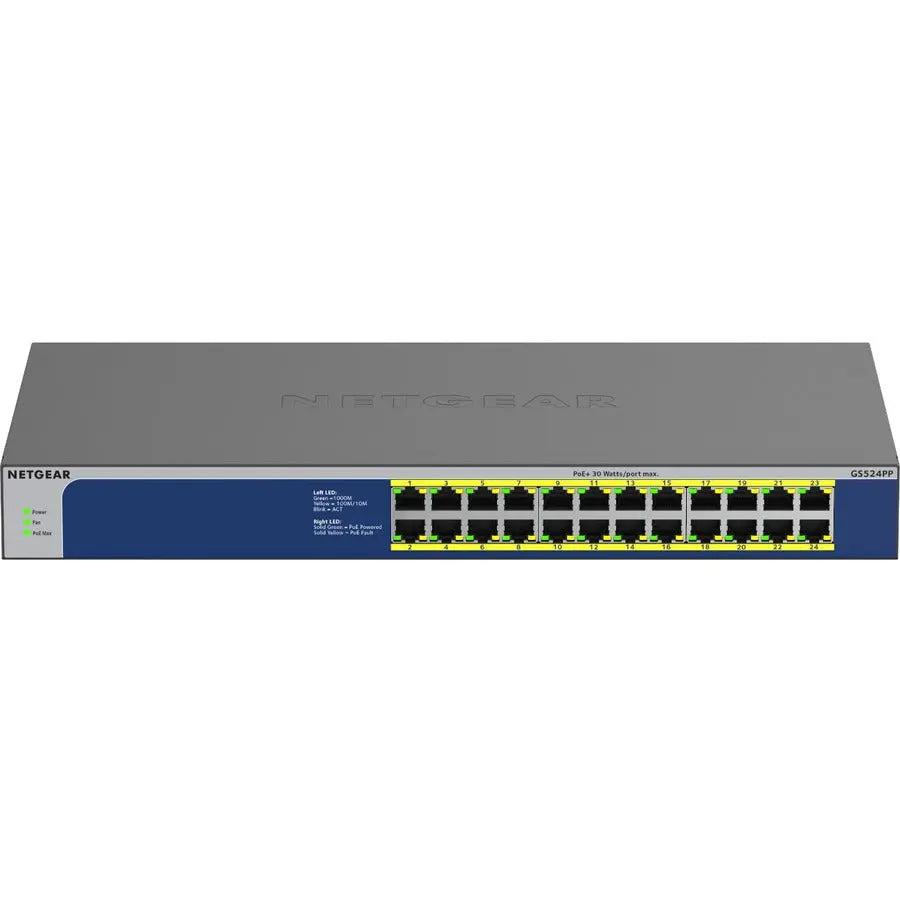 Netgear GS524PP 24-Port High-Power PoE+ Gigabit Ethernet Unmanaged Switch