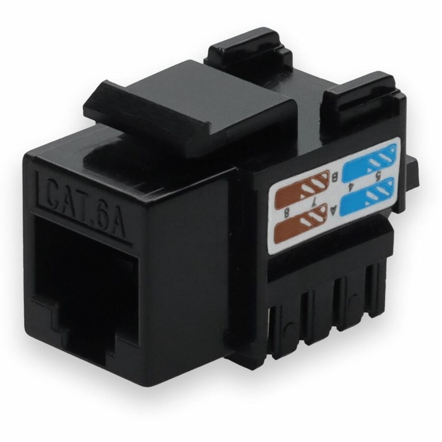 AddOn Non-Terminated to RJ-45 Female Black Cat6A UTP Copper Keystone Jack - 90 Degree Angle