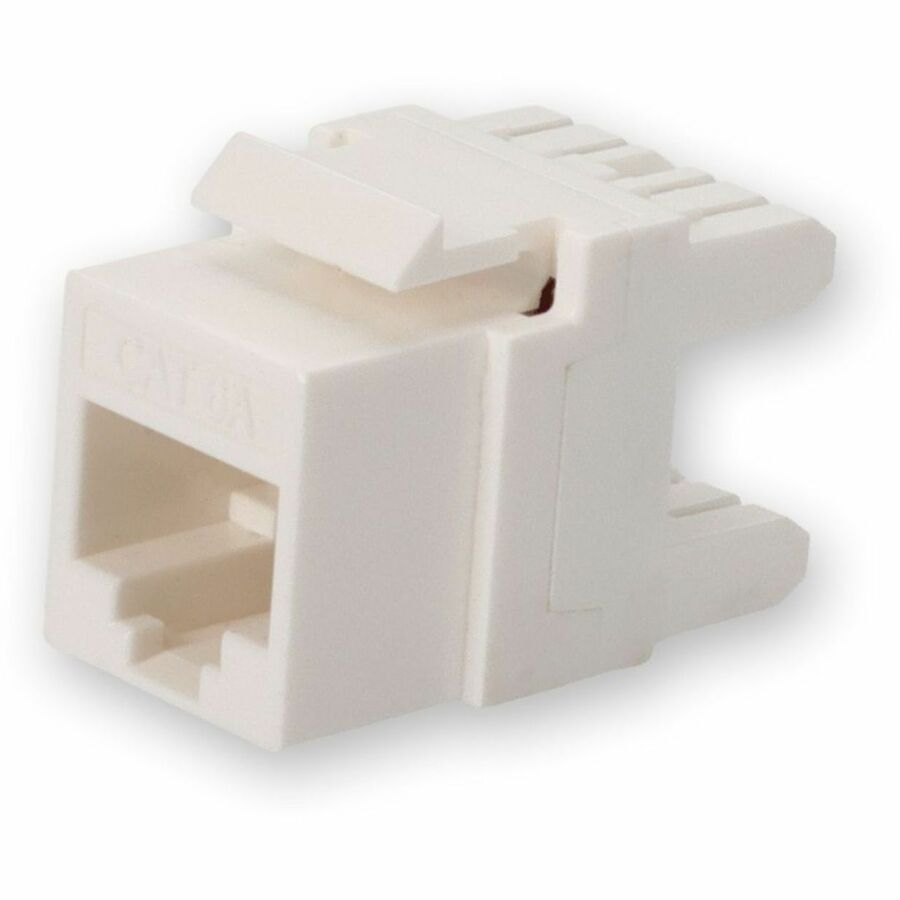 AddOn Non-Terminated to RJ-45 (Female) White Cat6A UTP Copper Keystone Jack with Clear Dust Cap - 28mm 180 Degree Type
