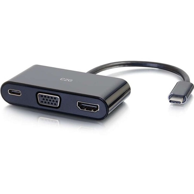 Legrand Group C2G USB-C to HDMI and VGA Adapter Converter with Power Delivery - Black
