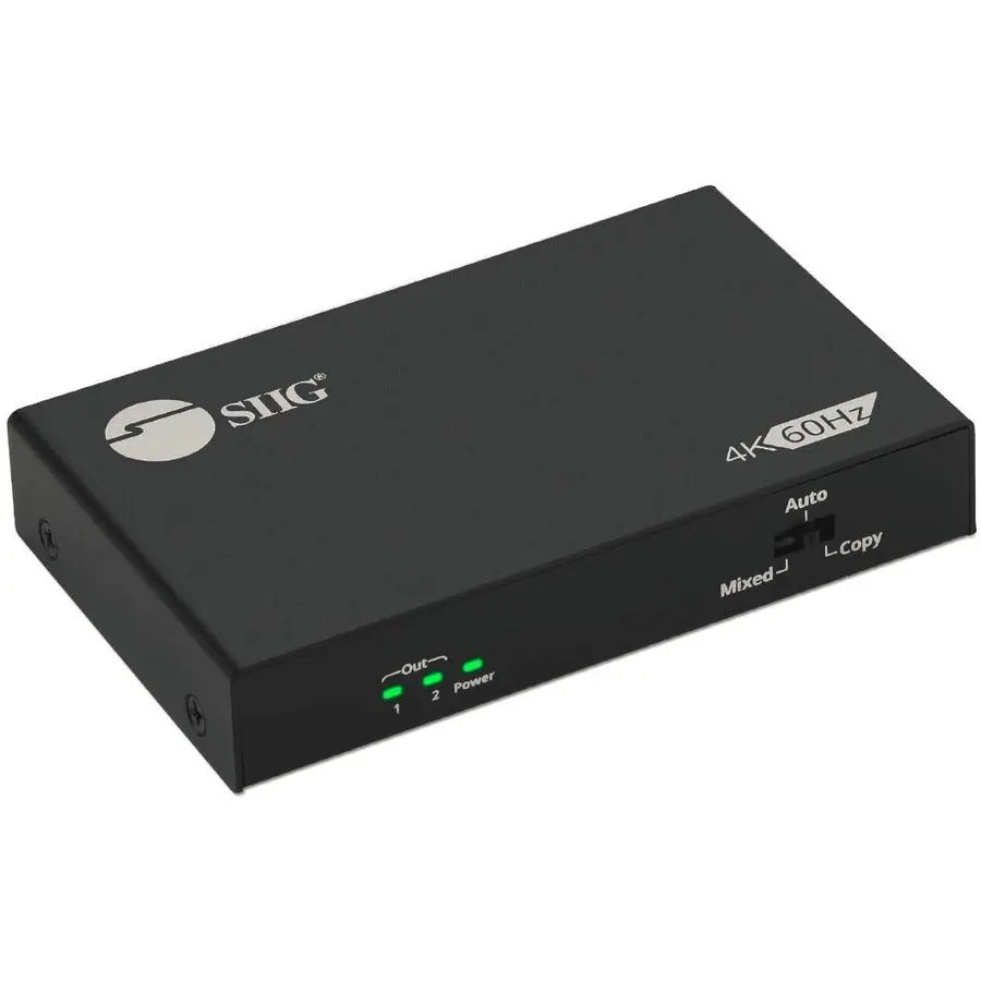 SIIG 2 Port HDMI 2.0 HDR Splitter with EDID & Downscaler (Part CE-H26B11-S1)