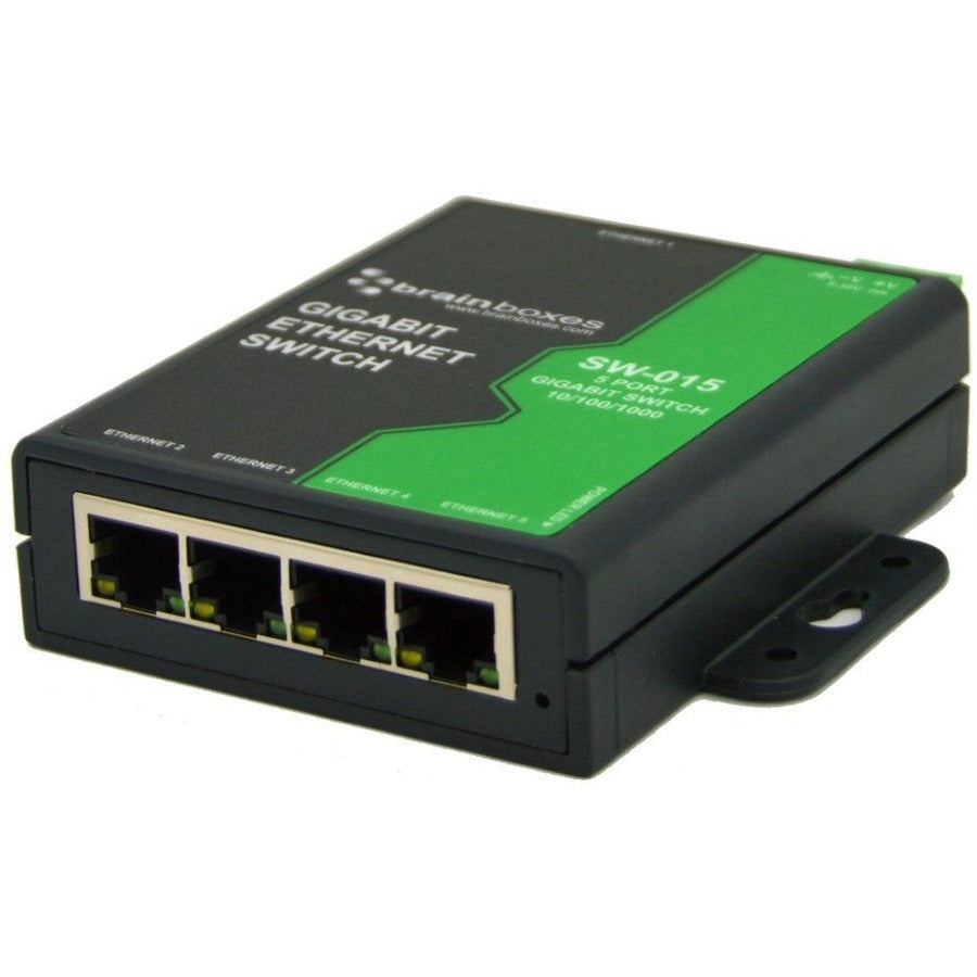 Brainboxes SW-015 Compact 5 Port Gigabit Ethernet Switch - DIN Rail Mountable