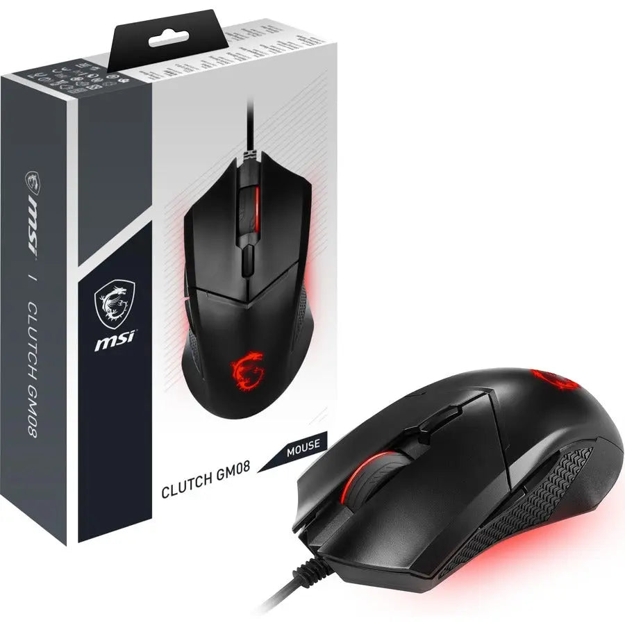 MSI Clutch GM08 Gaming Mouse – Precise Optical Sensor, Symmetrical Design, Adjustable Weight for PC Gaming