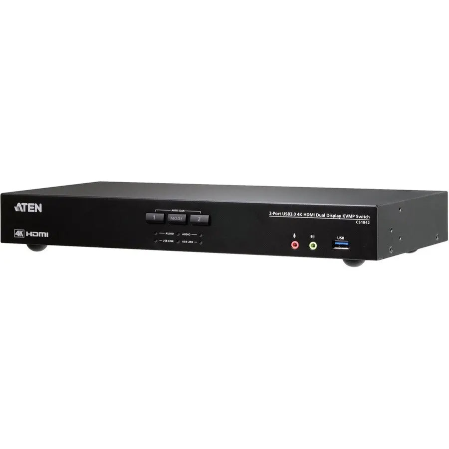 ATEN CS1842 Dual Display 4K HDMI KVMP Switch - 2-Port USB 3.0 KVM Switch with Audio and Remote Control