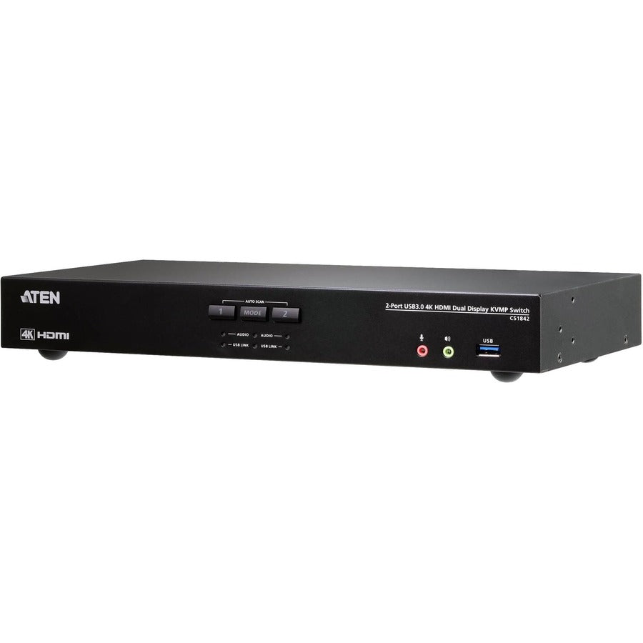 ATEN CS1842 Dual Display KVM Switch – 2 HDMI Ports, 4K UHD Support, USB 3.1 Hub, Remote Port Selector