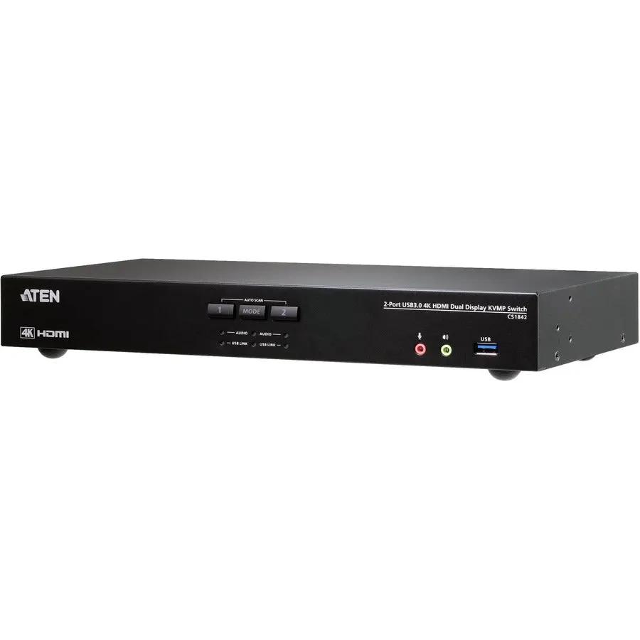 ATEN CS1842 Dual Display KVM Switch – 2 HDMI Ports, 4K UHD Support, USB 3.1 Hub, Remote Port Selector by ATEN TECHNOLOGIES