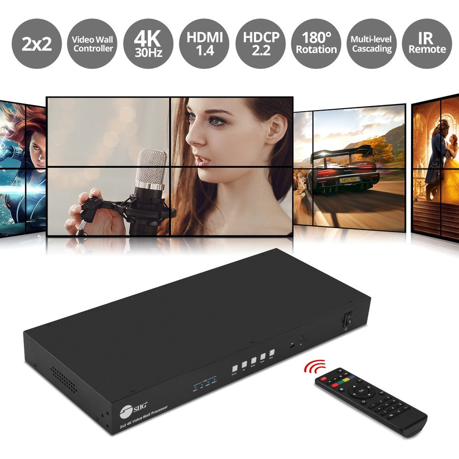 SIIG 2x2 4K Video Wall Processor with USB-C, DVI, and HDMI Inputs