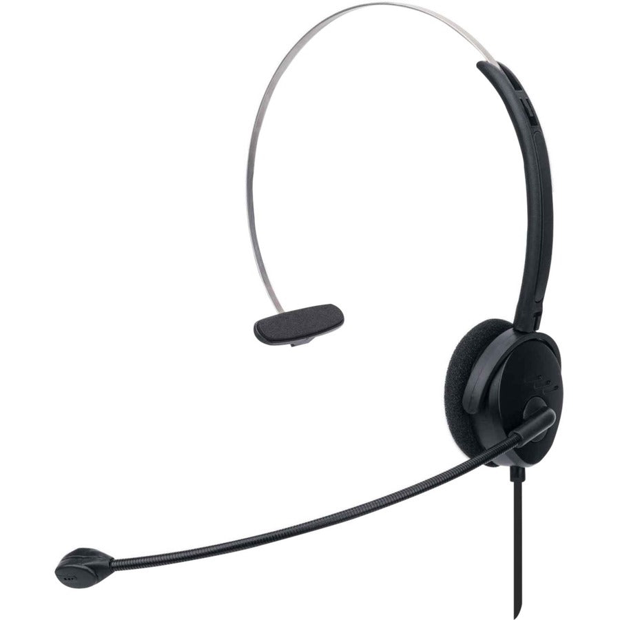 IC Intracom Manhattan Mono USB Headset with Boom Microphone – On-Ear, Wired, Black