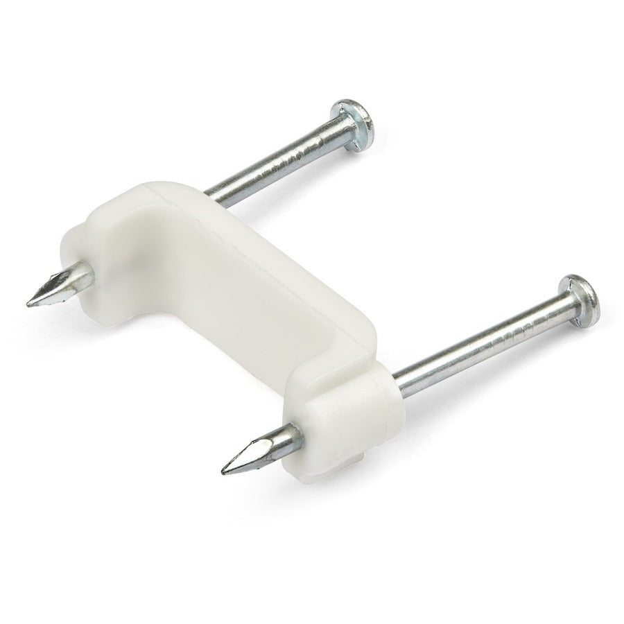 StarTech.com 100 Pack White Double Nail Cable Clips with Steel Nails for Wall Mounting