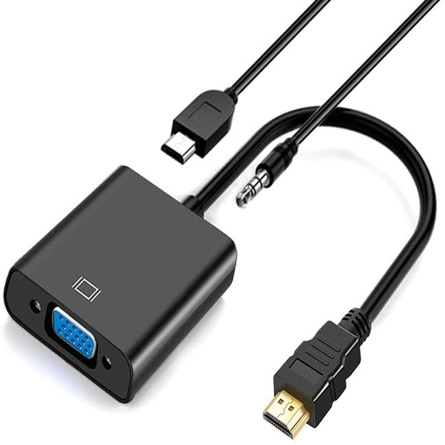 4XEM HDMI to VGA Adapter with Power and 3.5mm Audio Cable, Black, 4XHDMIVGAAPB