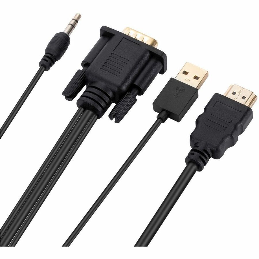 4XEM HDMI to VGA Adapter Cable with 3.5mm Audio - 6 ft, Supports 1080p