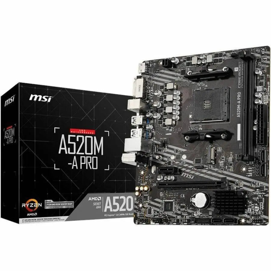 MSI A520M-A PRO Desktop Motherboard with AMD Socket AM4 - Micro ATX Form Factor