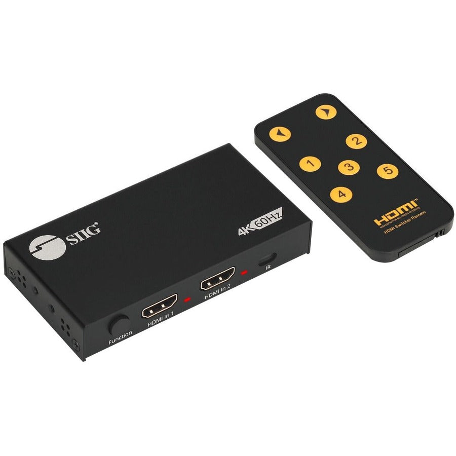 SIIG 2-Port HDMI 2.0 4K HDR Splitter / Switcher with IR Remote