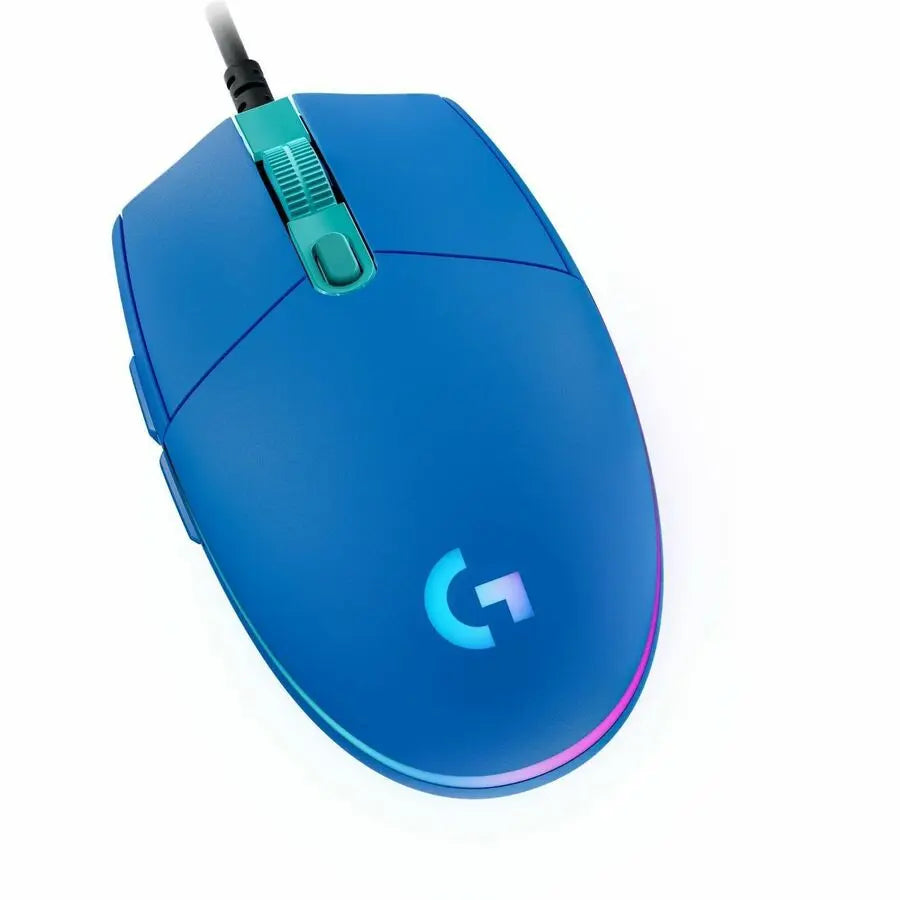 Logitech G203 Wired Gaming Mouse, 8,000 DPI, Rainbow Optical Effect LIGHTSYNC RGB, 6 Programmable Buttons, Blue
