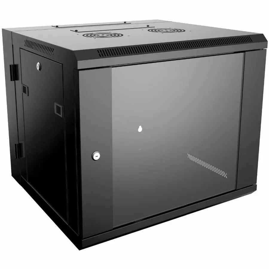 4XEM 9U Wall Mount Server Rack Cabinet - 24 Inch Deep, Steel & Tempered Glass Construction
