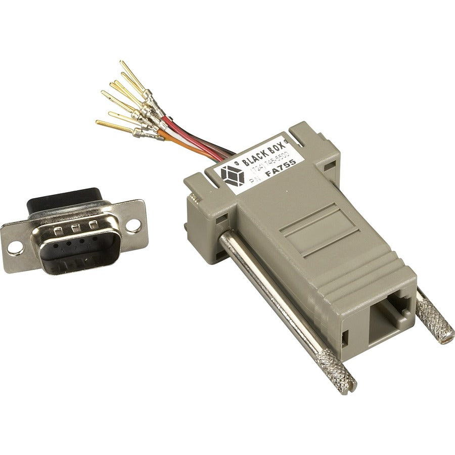 Black Box FA755 8-Wire Modular Adapter Kit, DB9 Male to RJ-45 Female
