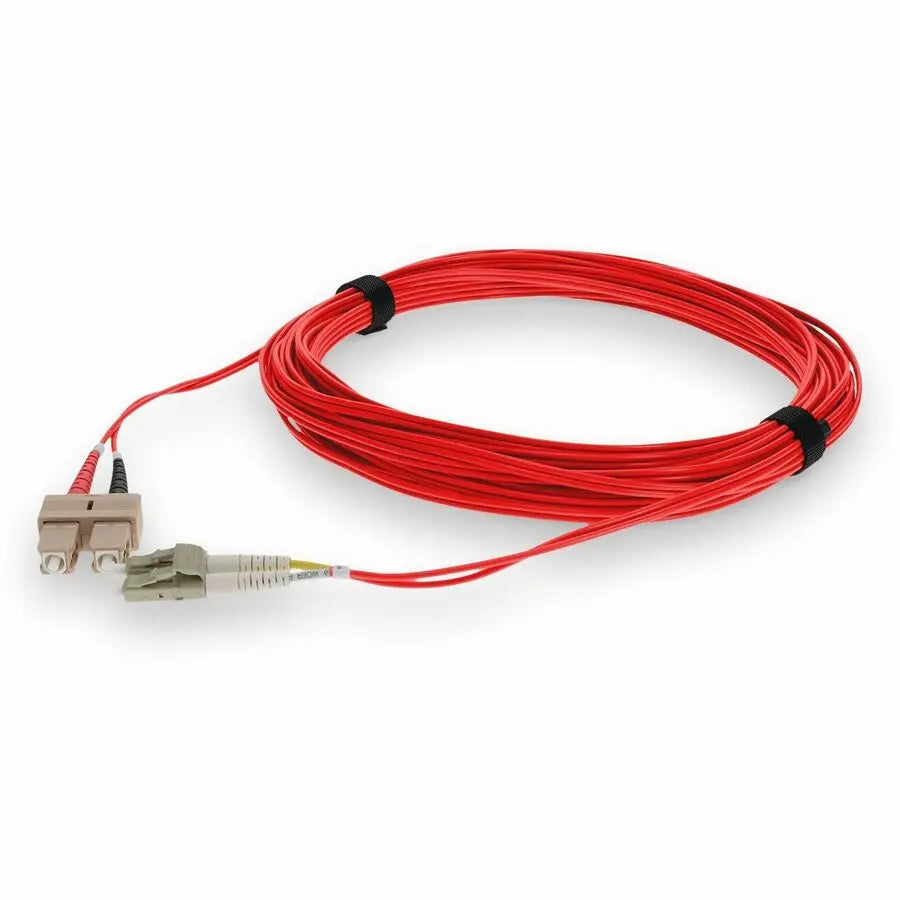AddOn 2m SC to LC Red OM3 Duplex Fiber Patch Cable - Riser-Rated OFNR Network Connectivity Solution
