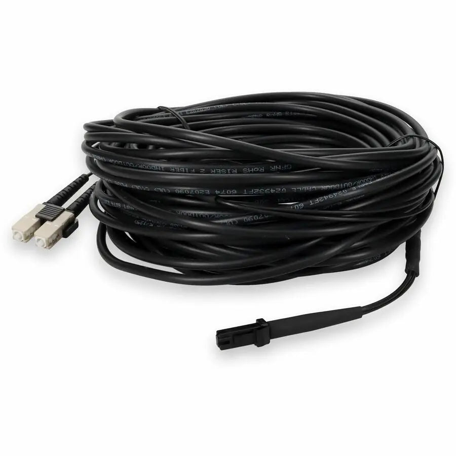AddOn Fiber Optic Duplex Patch Cable, 20m MT-RJ Male to SC Male, Riser Rated, Black