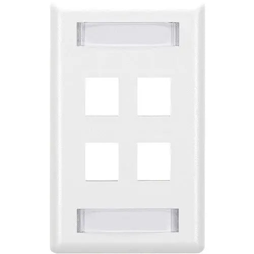 Black Box GigaStation2 4 Socket Network Faceplate - Wall Mount Cover with Rear-Loading Security