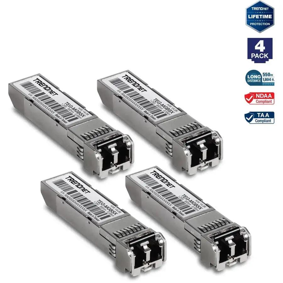 TRENDnet TEG-MGBSX/4 SFP Multi-Mode LC Module 4-Pack for Gigabit Ethernet and Fiber Networking by TRENDnet