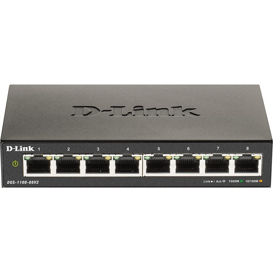 D-Link DGS-1100-08V2 Ethernet Switch – 8-Port Desktop Gigabit Network Switch with PoE Support and Energy Saving Technology