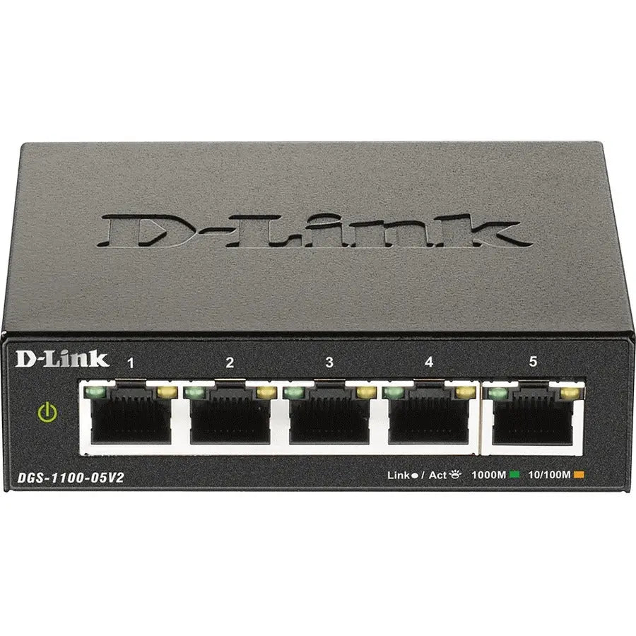 D-Link DGS-1100-05V2 Ethernet Switch - 5-Port Desktop Gigabit Switch with PoE Support and Advanced Management