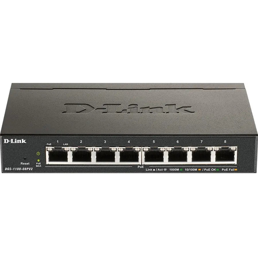 D-Link DGS-1100-08PV2 Ethernet Switch with PoE Support and Advanced Management