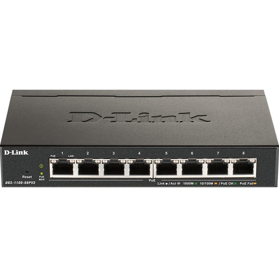 D-Link DGS-1100-08PV2 Ethernet Switch – 8-Port PoE Managed Layer 2 Network Switch for Small and Medium Business